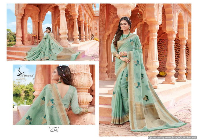 Meghdoot Mulberry New Fancy Party Wear Linen Latest Saree Collection